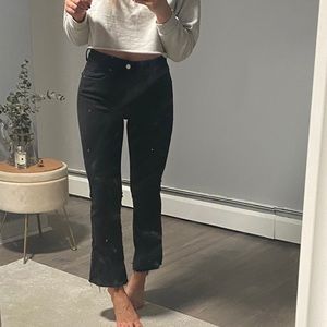 Zara black denim cropped kick flare